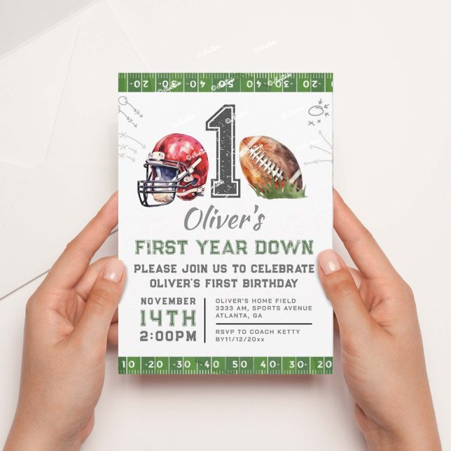 1st Birthday Boy Football Invitation Editable (Creator Uploaded)