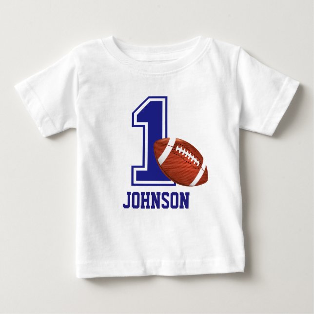 1st Birthday Boy football Personalised Baby T-Shirt (Front)