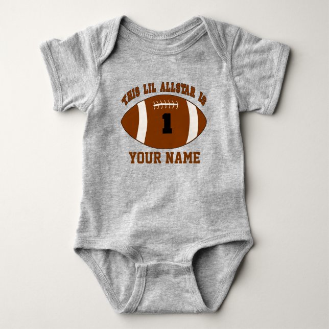 1st Birthday Boy Football Personalised T-shirt Baby Bodysuit (Front)