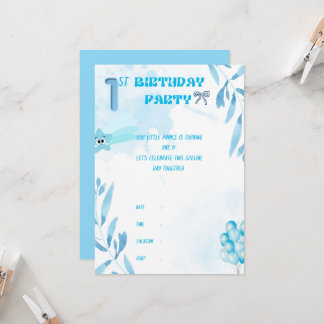 1st birthday boy Invitation card