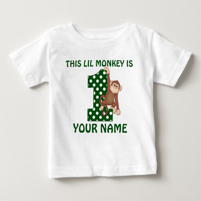 1st Birthday Boy Monkey Personalised Shirt (Front)