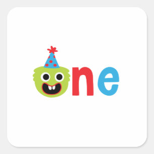 1st Birthday Boy Monster Party Theme  Square Sticker