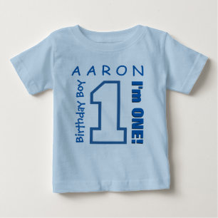 1st Birthday Boy One Year Custom Name Pink V01J Baby T-Shirt