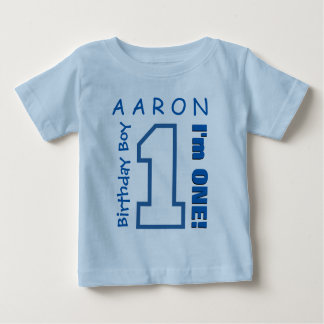 1st Birthday Boy One Year Custom Name Pink V01J Baby T-Shirt