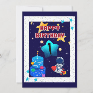 1st Birthday - Boy- Space - Invitation