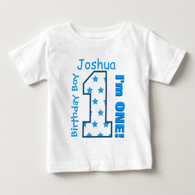 1st Birthday Boy Stars One Year Custom Name V006 Baby T-Shirt (Front)