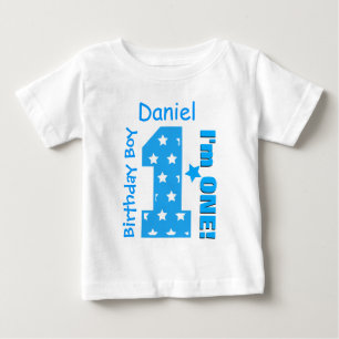 1st Birthday Boy Stars One Year Custom Name V006B Baby T-Shirt