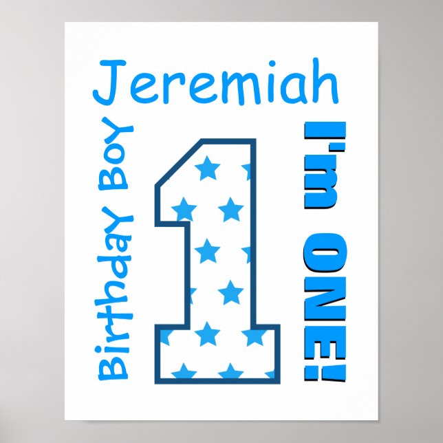 1st Birthday Boy Stars One Year Custom Name V006D Poster (Front)