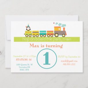 1st Birthday Boy Train Invitation