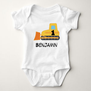 1st Birthday Bulldozer Personalised Childs T-shirt Baby Bodysuit
