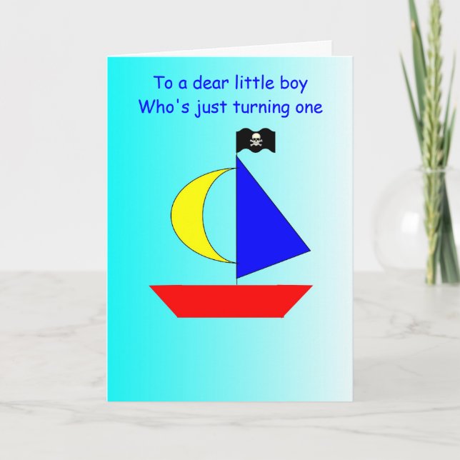 1st Birthday Card Boat (Front)