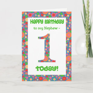 1st Birthday Card for a Nephew Bright and Bubbly