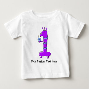 1st Birthday. Cartoon in Purple. Baby T-Shirt