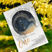 1st Birthday Celestial Star Watercolor Girl Modern