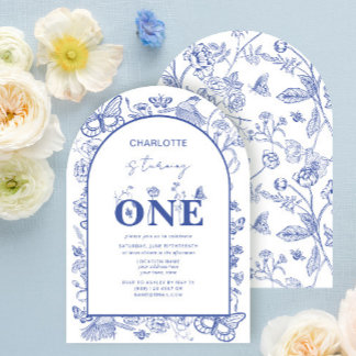 1st Birthday Chinoiserie Blue Is Turning One Invitation