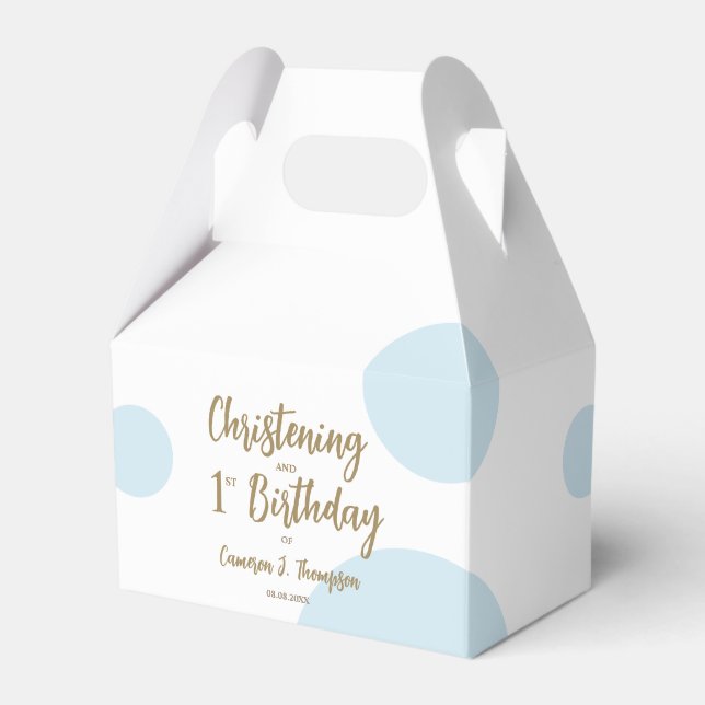 1st Birthday Christening Blue baby boy party Favour Box (Front Side)