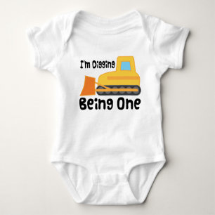 1st Birthday Construction Bulldozer Boys T-shirt Baby Bodysuit