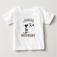 1st Birthday Cow Print Brown Text