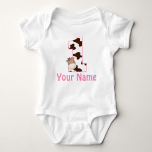 1st Birthday Cow Print Girls Personalised Shirt