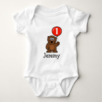 1st Birthday creeper | teddy bear with red balloon