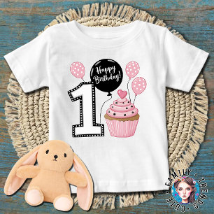 1st birthday Cupcake Balloons Baby T-Shirt