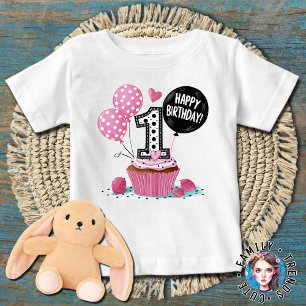 1st Birthday Cupcake Pink Baby T-Shirt