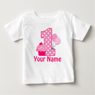 1st Birthday Cupcake Pink Personalised T-shirt