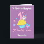 1st Birthday Cupcake Unicorn Granddaughter Card<br><div class="desc">1st Birthday Cupcake Unicorn Granddaughter Card</div>