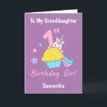1st Birthday Cupcake Unicorn Granddaughter Card<br><div class="desc">1st Birthday Cupcake Unicorn Granddaughter Card</div>