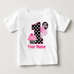 1st Birthday Cupcake Zebra Personalised Shirt