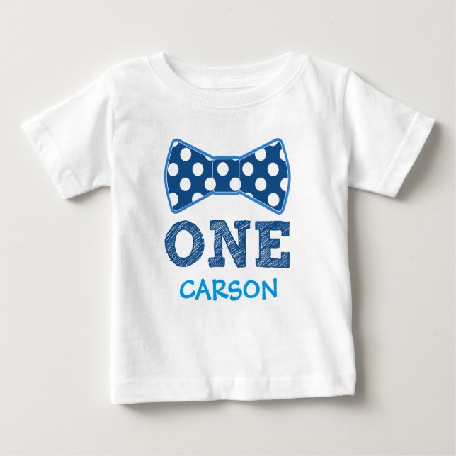 1st Birthday - Custom Name -Bow Tie Baby T-Shirt (Front)