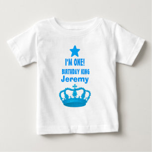1st Birthday Custom Name Crown and Stars V20G Baby T-Shirt