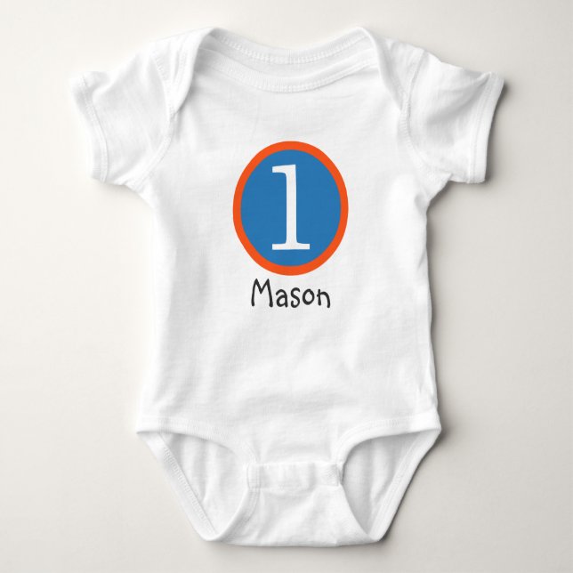 1st Birthday Customisable T-Shirt Boy Baby Bodysuit (Front)