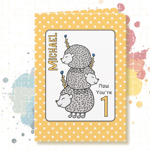 1st Birthday Cute Cartoon for Kids Funny Hedgehog Card