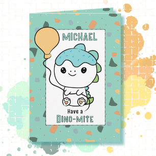 1st Birthday Cute Dinosaur Cartoon Adorable  Card