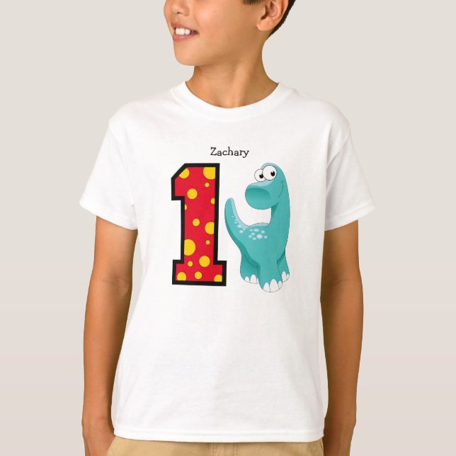 1st Birthday Dinosaur Custom T-Shirt (Front)