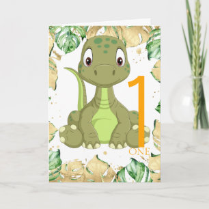 1st Birthday Dinosaur Jungle Card