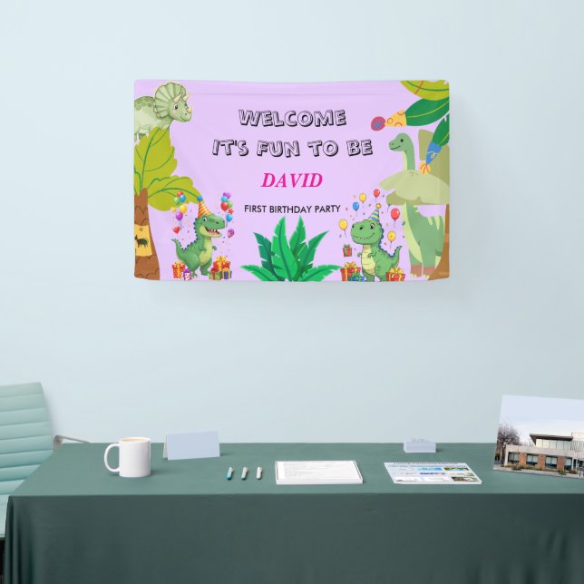 1st Birthday Dinosaur Minimal baby boy Banner (Tradeshow)