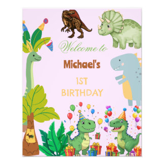 1st Birthday Dinosaur Minimal baby welcome sign