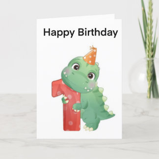 1st Birthday Dinosaur Thank You Card