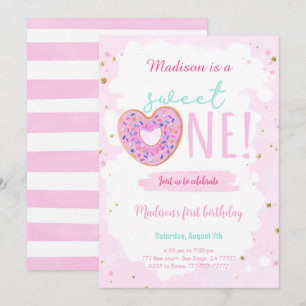 1st Birthday Doughnut Party Invitation