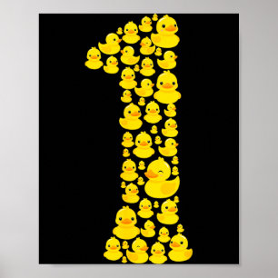 1st Birthday Duck Boy Girl Rubber Duck 1 Year Old Poster