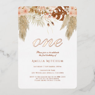 1st Birthday Elegant Rose Gold Foil Invitation