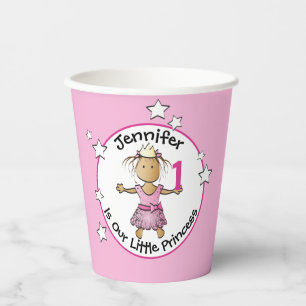 1st Birthday Ethnic Princess Cartoon Pink Cute Paper Cups