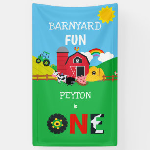1st Birthday Farm Animals Barnyard Fun Kids Banner
