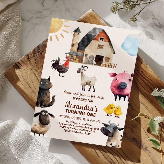 1st Birthday Farm Animals Barnyard Party Invitation (Creator Uploaded)