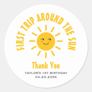1st Birthday First Trip Around The Sun Sunshine Classic Round Sticker
