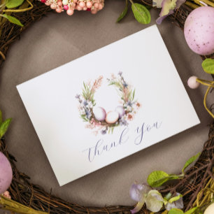 1st Birthday Floral Easter Eggs Wreath Thank You Card