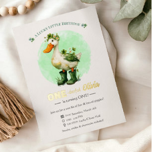 1st Birthday Foil Invitation Card   St. Patrick's 