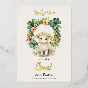 1st Birthday Foil Invitation St. Patrick's Card